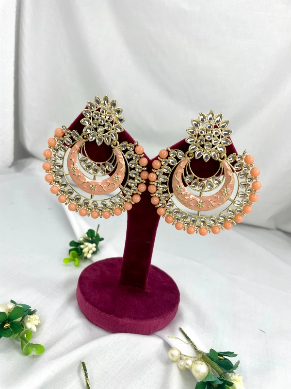 Shenaz Big Earings - Peach