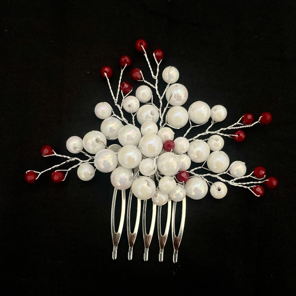 Silver Pearls Comb Pin