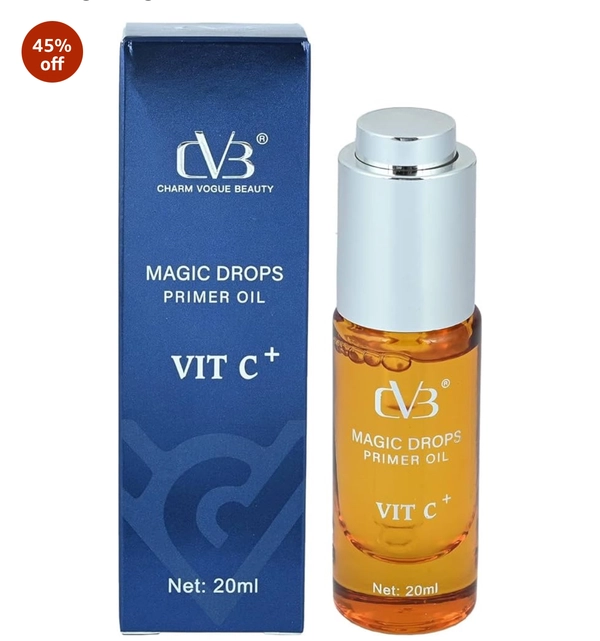 CVB C113 Magic Drops Primer Oil For Face Infused With Vitamin C+ Benefits Hydrates & Illuminates Makeup Base Skin Lightweight (20ml)