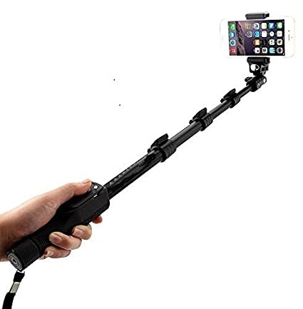 Inditradition Selfie Stick with Bluetooth Remote, Extendable Up to 113.5 CM, Black