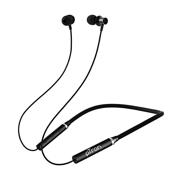 PTron Tangentbeat in-Ear Bluetooth 5.0 Wireless Headphones with Mic, Deep Bass, 10mm Drivers, Clear Calls, Snug-Fit, Fast Charging, Magnetic Buds, Voice Assistant & IPX4 Wireless Neckband (Black)