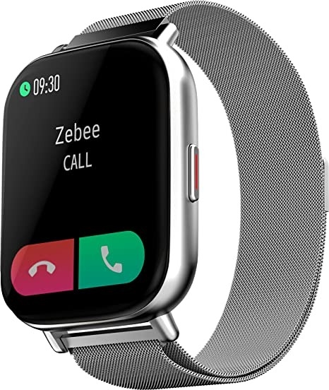 ZEBRONICS ZEB-FIT7220CH Bluetooth Smart Watch,4.4cm (1.75") Full Touch Curved Screen, Metal Body & Metal Strap,7 Days Data Storage,SpO2, BP & Heart Rate Monitor, IP67 Waterproof (Metallic Silver)