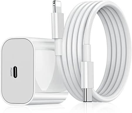 Octrix 20W PD Charger for iPhone 14 | iPhone 14 Pro Type C Power Charger Adapter with USB C to Light-ning Cable Compatible for iPhone Charger 13, 12, 11, X and Later Series (Charger) - White