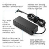 HP 65W AC Laptops Charger Adapter 4.5mm for HP Pavilion Black (Without Power Cable)