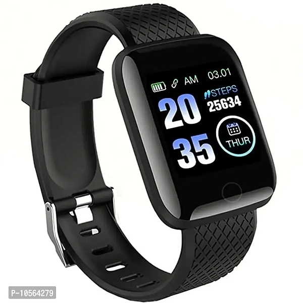 Latest ID116 Plus Bluetooth Smart Fitness Band Watch with Heart Rate Activity Tracker Waterproof Body, Calorie Counter, Blood Pressure(1), OLED Touchscreen for Men/Women - Black