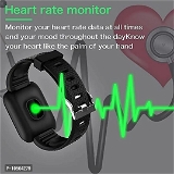 Latest ID116 Plus Bluetooth Smart Fitness Band Watch with Heart Rate Activity Tracker Waterproof Body, Calorie Counter, Blood Pressure(1), OLED Touchscreen for Men/Women - Black