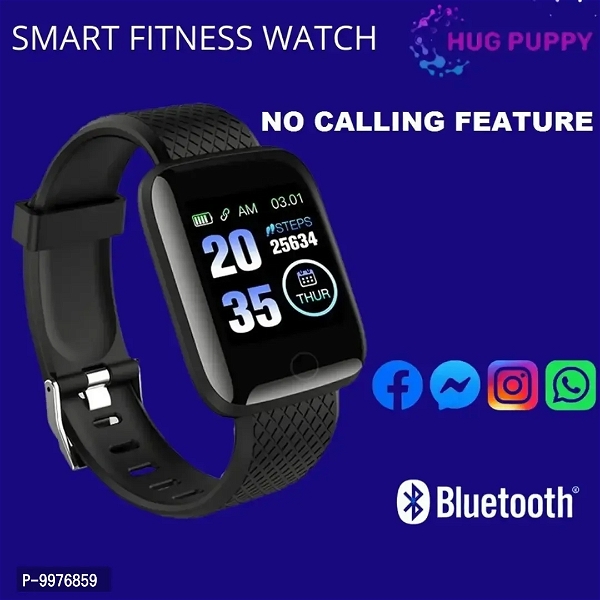 D20-O- Touchscreen Smart Watch Bluetooth Smartwatch with Blood Pressure Tracking, Heart Rate Sensor and Basic Functionality for All Women and Men - Black, Free Delivery