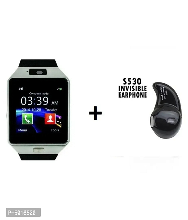 Mirza DZ09 Smart Watch Kaju Bluetooth Headphone For Lenovo Vibe K5DZ09 Smart Watch With 4G Sim Card Memory Card Kaju Bluetooth Headphone - Black, Free Delivery
