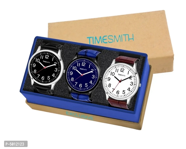 Formal Combo Gift Set Of 3 Analog Watches For Men Boys - Black, Free Delivery, Free Size