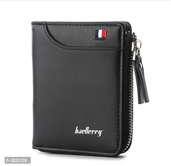 Trendy Leather Zipper Wallet For Men - Black, Free Delivery
