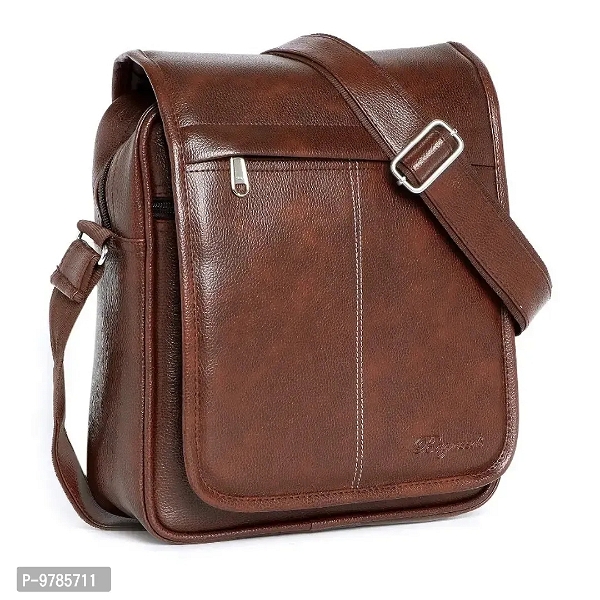 Stylish PU Leather Sling Cross Body Travel Office Business Messenger-BROWN - Free Delivery, Brown
