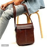 Stylish PU Leather Sling Cross Body Travel Office Business Messenger-BROWN - Free Delivery, Brown