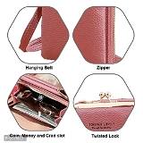 SYGA Women Phone Bag Ladies Wallet PU Leather Cell Phone Purse Mini Shoulder Bag with Strap Card Slots (Dark Pink, Forever Lovely) - Forever Lovely, Free Delivery, Pink Flamingo