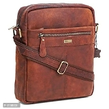 WildHorn Urban Edge Leather Messenger Bag for Men (Brown, Dimension: L- 11 inch, H- 12.5 inch, W- 2.5 inch) - Brown, Free Delivery