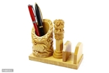 Wooden pen Holder With Ashoka pillar and Flag and lclock - Free Delivery