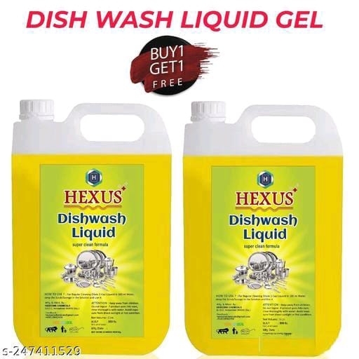 DISH WASH LIQUID GEL -UTENSIL CLEANER-HEXUS 5LTR PACK OF 2* - Free Delivery, Yellow, 5 Litter+5 Littler