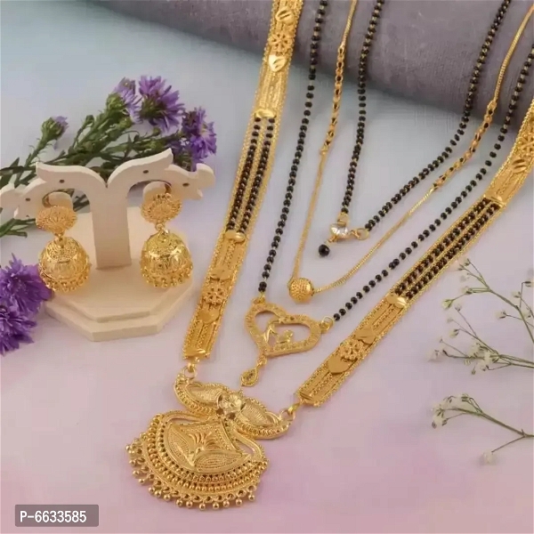 Trendy Alloy Combo Mangalsutra with Earring for Women - Free Delivery, Gold