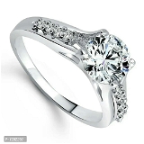 Vighnaharta Engagement CZ Silver and Rhodium Plated Ring -VFJ1029FRR - White, Free Delivery