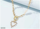 Golden custom Link heart necklace For Women - Gold, Free Delivery
