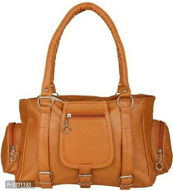 Impressive  Stylish Tan PU Handbag With 2 Compartment - Tan, Free Delivery, Regular Size