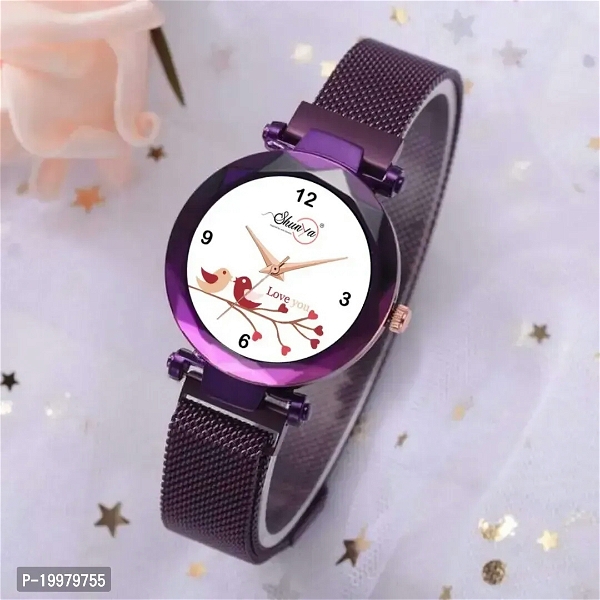 Shunya Purple Designer Mesh Magnetic Analog Wrist Watch For Women  Girls - Purple, Free Delivery