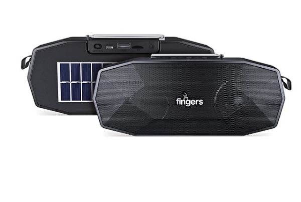 Fingers solarhunk wireless bluetooth portable speaker (black)
