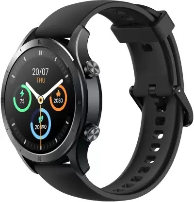 realme TechLife Watch R100 Bluetooth Calling & 1.32inch Metallic Dial Smartwatch  (Black Strap, Free Size) - Black