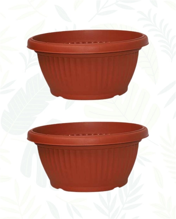 SET OF 2 BELLO BOWL PLANTER 12 In - 12 Inch, Teracotta