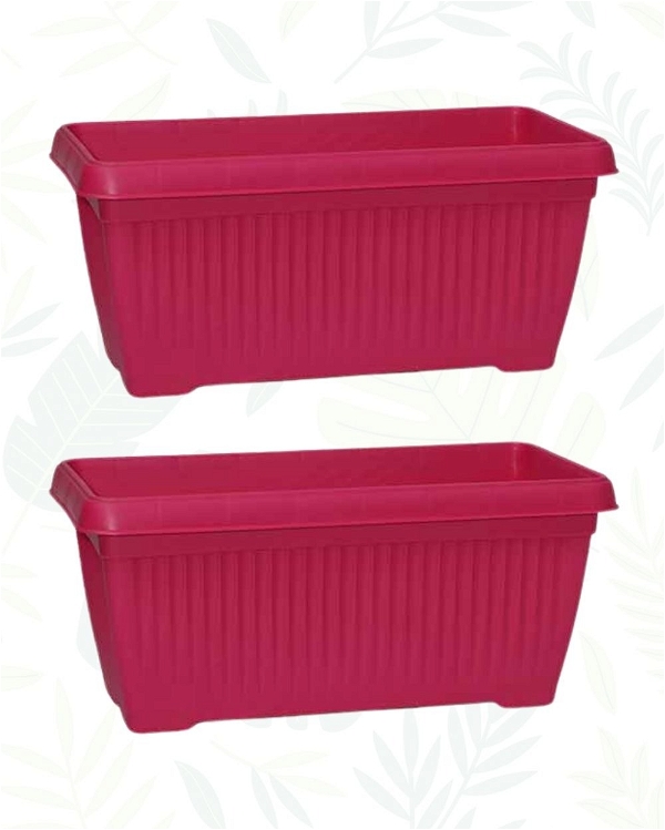 Set Of 2 BELLO RECTANGLE PLANTER WITH TRAY 10 In - 10 Inch, Pink
