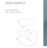 solitare 3006-mapple wall hang basin - 405x320x140 mm