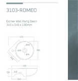 3103-romeo corner wall hung basin - 345x345x130mm
