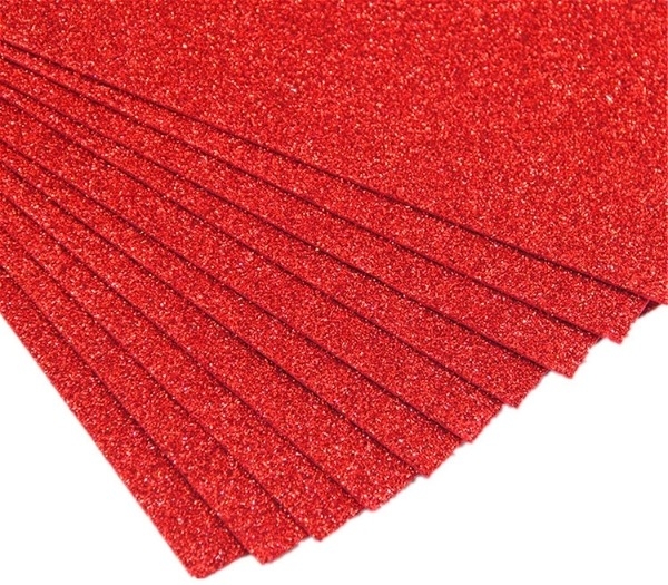 Glitter Foam Sheets A4 Red Colour - 3pc