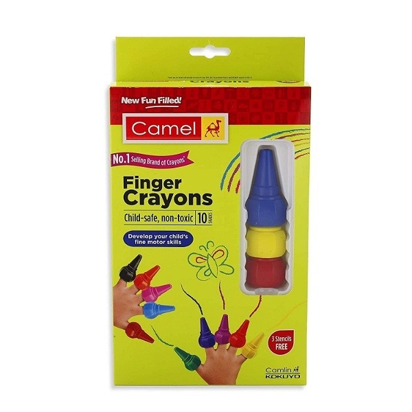 Camel Finger Grip Crayons - 10 Shades (Multicolor)