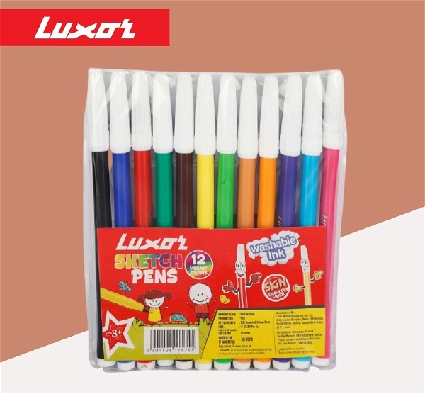 Luxor Sketch Pens ( Pack Of 12 Vibrant Colours ) - 3PC