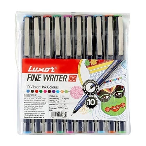 Luxor Finewriter Assorted Color (Pack Of 10 Pen)