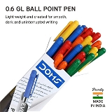 Doms 0.6 Gl Ball Point Pen - Blue Ink (Pack Of 20)