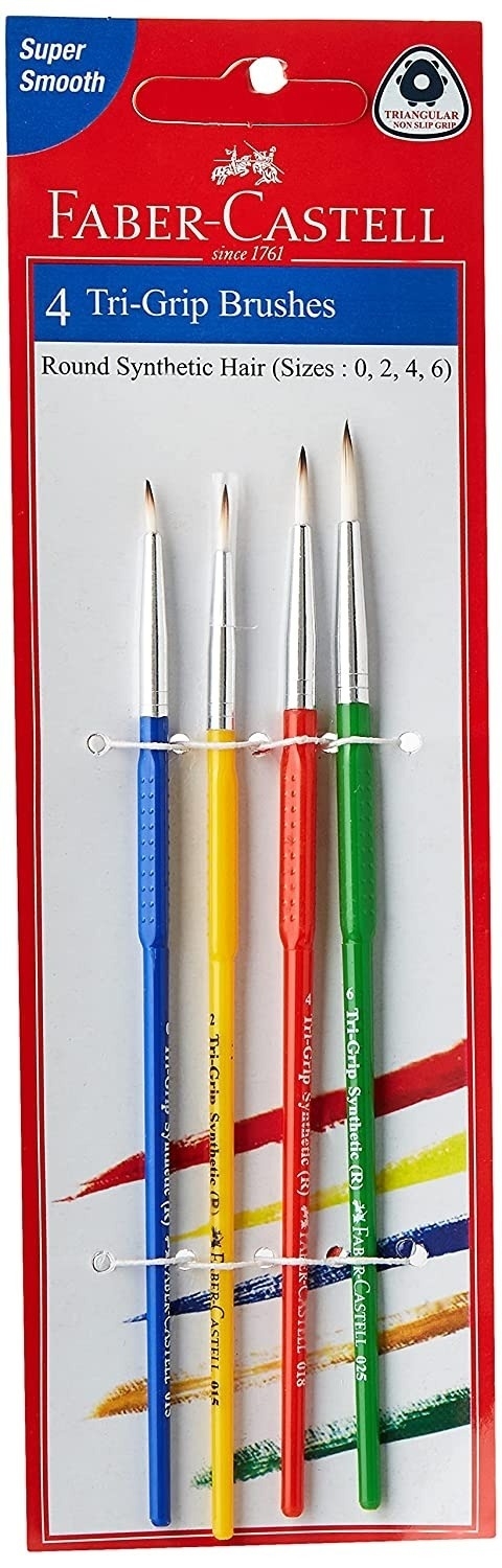 Faber-Castell Tri-Grip Brush - Round, Pack Of 4 - 2pc