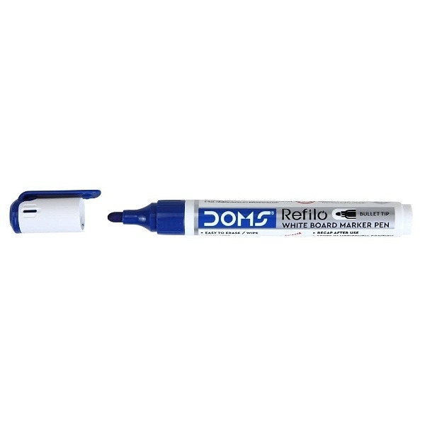 Doms Refilo Non-Toxic Hi-Tech Refillable White Board Marker Pen - BLUE, 1PC
