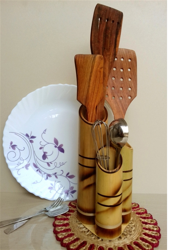 DVAI Bamboo Cutlery Holder - 9.5 Inch, 10-15 Working Days