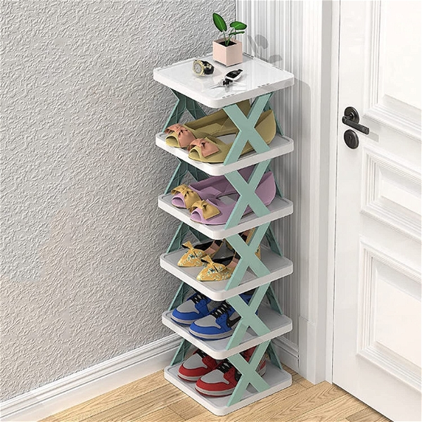 6 Layer Shoe Rack,Stackable Shoe Storage Organizer for Bedroom Entryway, Adjustable Shoe Rack, Shoe Slots Organizer Shelf, Easy Clean Shoe Tower Rack (6 Layer Shoes Rack)