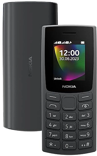 Nokia 105 Refurbished (Dual Sim 1000 mAh Battery, 1.8 Inch Display Black (Model 2023) - Black