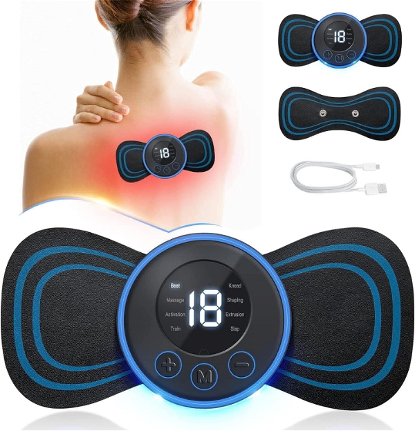 Mini-Neck-Massager-Portable-Massager-Reusable-EMS-Bioelectric-Acupoints-Massager-Mat-Microcurrent-Cervical-Spine-Massager-for-Pain-Relief - Black