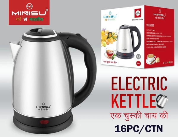  Stainless Steel Electric Kettle: 1.8Liter Minisu