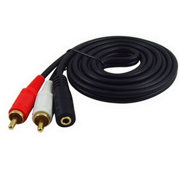 3.5Mm Female Stereo Jack To 2 Rca Male Plugs Cable For Personal Computer (1.5 Meter - 4.9 Feet, Black)