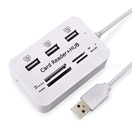 7 in 1 USB 2.0 Combo Card Reader Hub, Ultra Fast Speed, for Laptop PC Tablet, Supports MS Duo/SD/T-Fash/M2 Memory Cards and 3 USB 2.0 Port