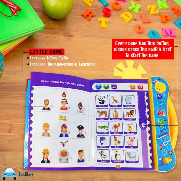 Interactive Children Book -Musical English Educational Toy Phonetic Learning Book for 3 + Year Kids, Boys, Toddlers 