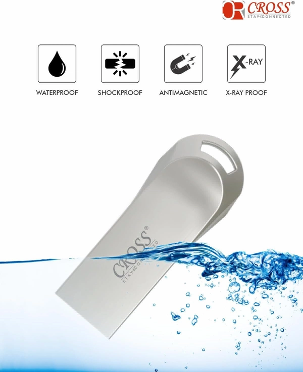 CROSS 3.0 USB Flash Drive/Pen Drive with Metal Body - Silver | External Storage Device 4GB 8GB 16GB 32GB 64GB 128GB Pen Drive | Compatible with Laptop, Desktop, Projector, Car, Audio 1yr Warranty  - 256GB