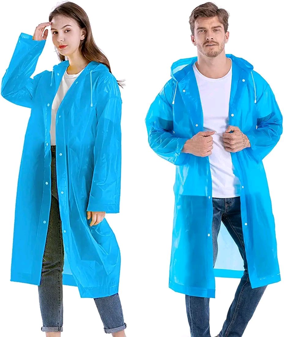 Waterproof Rain Coat Hooded Outdoor Water Resistant Suit Portable Men and Women (Pack Of 2) Random Colour 