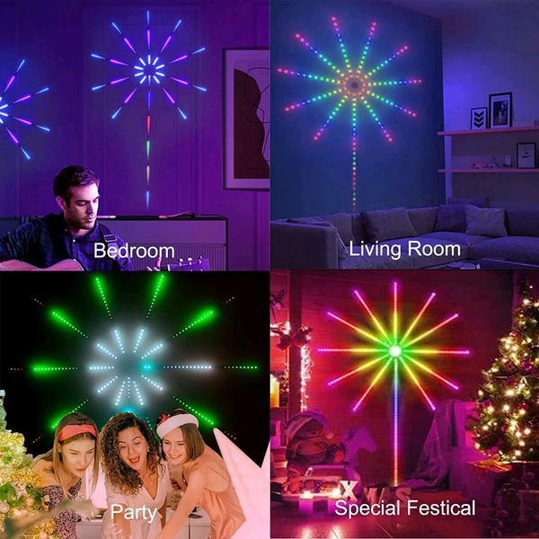 Smart Firework LED Light for Bedroom Decoration,LED Strip Lights with Remote App Control, Music Sound Sync Light for Home Room Wall Decor, Christmas, Party