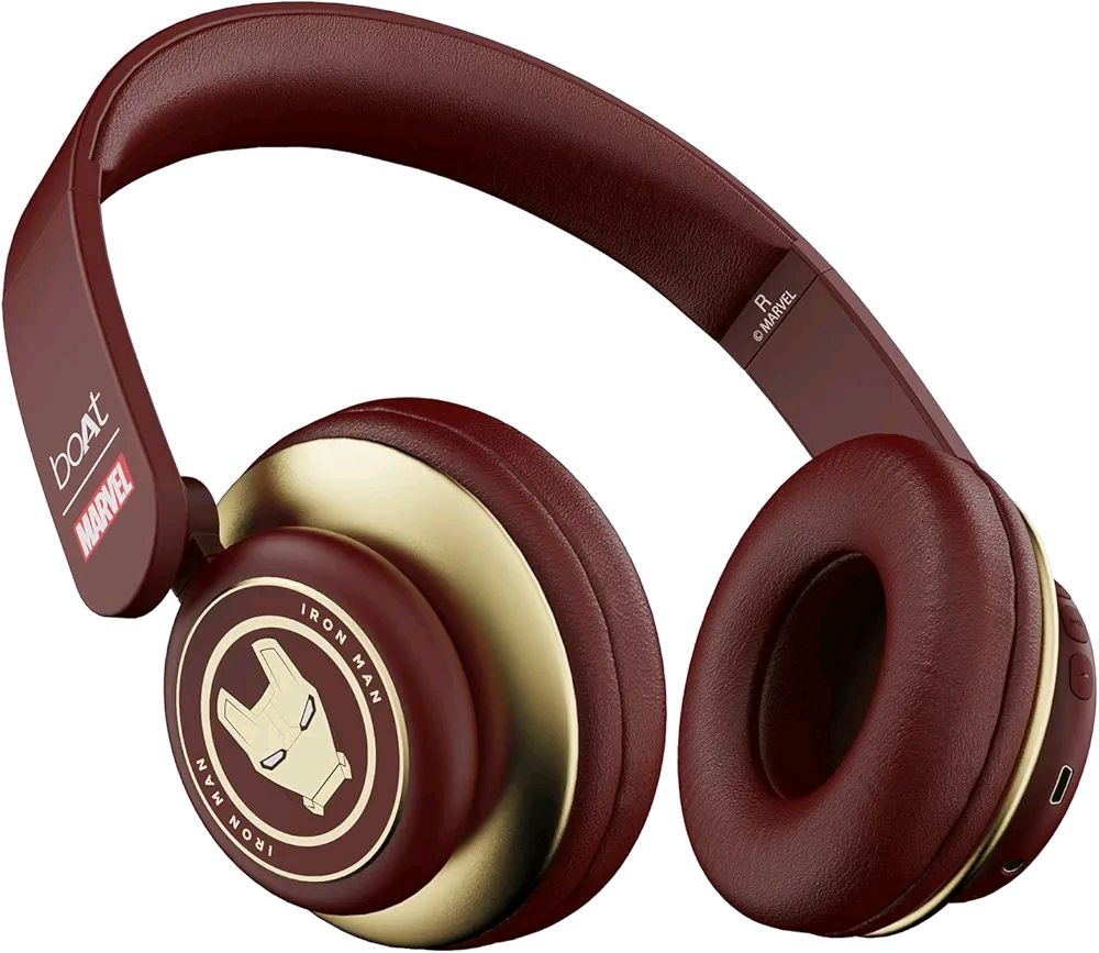 boAt Rockerz 450 Iron Man Edition Bluetooth Wireless On Ear Headphones with Mic (Stark Red) Renewed  - Bright Red